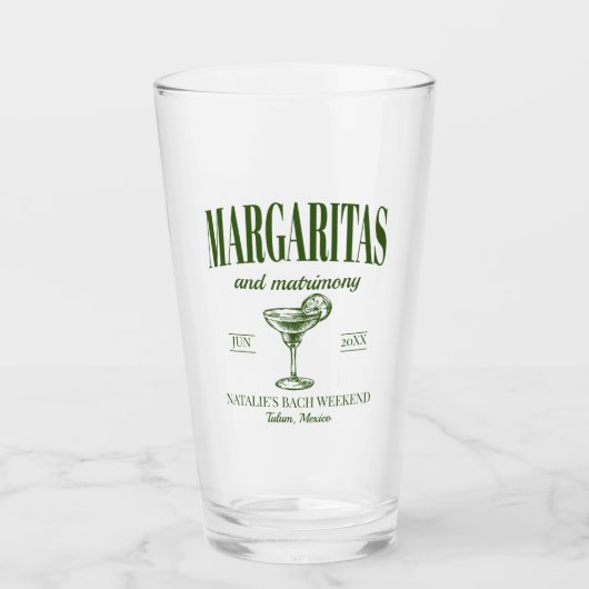 Margaritas En Huwelijk Gepersonaliseerde Bachelore Glas (Voorkant)