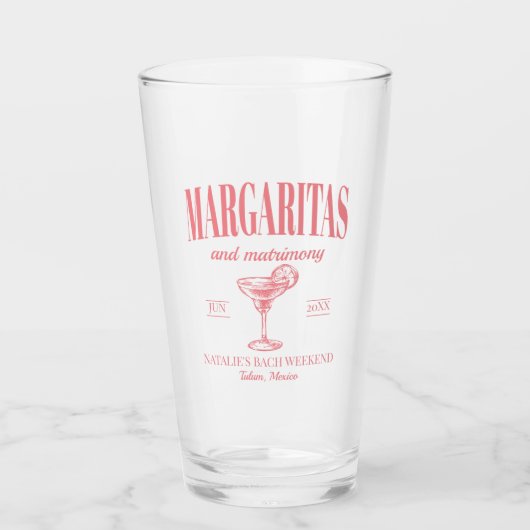 Margaritas En Huwelijk Gepersonaliseerde Bachelore Glas (Voorkant)