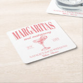 Margaritas En Huwelijk Gepersonaliseerde Bachelore Kartonnen Onderzetters (Schuin)