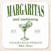 Margaritas En Huwelijk Gepersonaliseerde Bachelore Kartonnen Onderzetters (Voorkant)