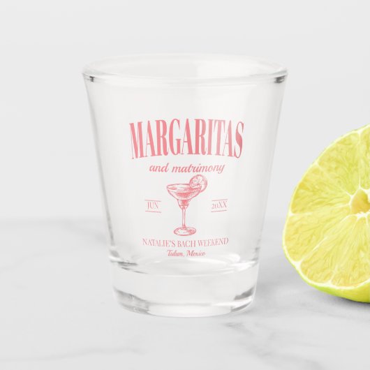 Margaritas En Huwelijk Gepersonaliseerde Bachelore Shot Glas (Voorkant)