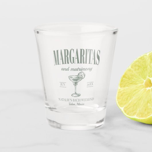 Margaritas En Huwelijk Gepersonaliseerde Bachelore Shot Glas (Voorkant)