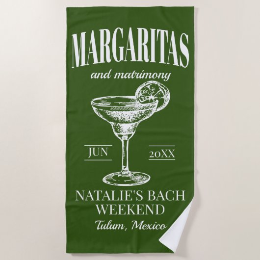 Margaritas En Huwelijk Gepersonaliseerde Bachelore Strandlaken (Voorkant)