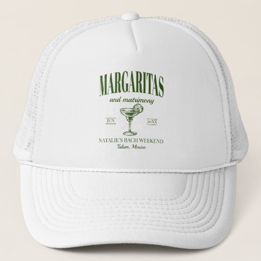 Margaritas En Huwelijk Gepersonaliseerde Bachelore Trucker Pet (Voorkant)