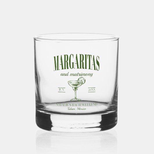 Margaritas En Huwelijk Gepersonaliseerde Bachelore Whisky Glas (Voorkant)