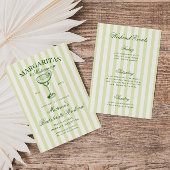 Margaritas en Huwelijk Gestreepte Bachelorette Kaart