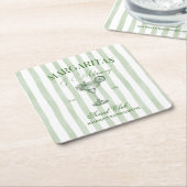 Margaritas en Huwelijk Gestreepte Bachelorette Kartonnen Onderzetters (Schuin)