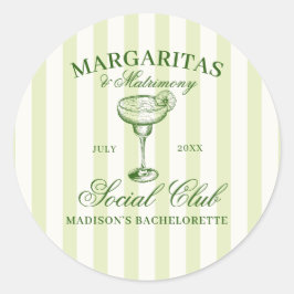 Margaritas en Huwelijk Groene Strepen Ronde Sticker