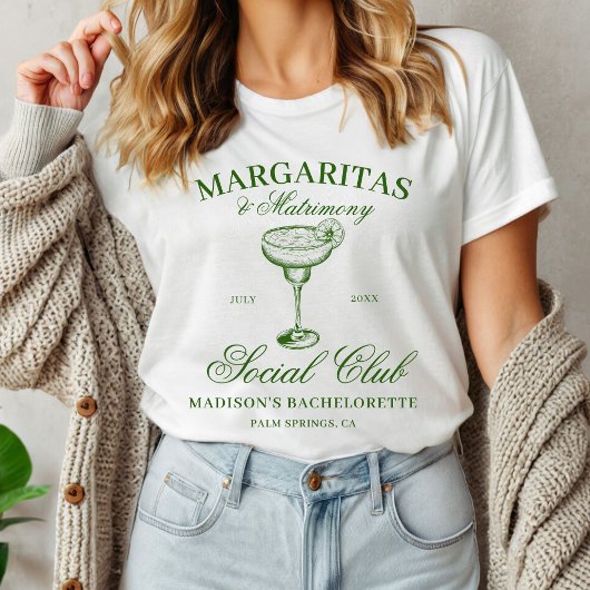 Margaritas en huwelijksbachelorette t-shirt