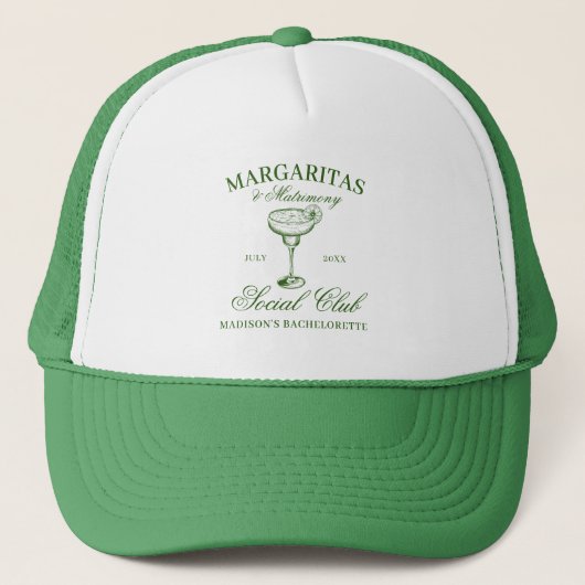 Margaritas en Matrimony Groen Trucker Pet (Voorkant)