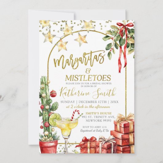 Margaritas en Mistletoe Cactus Vrijgezellenfeest Kaart (Voorkant)