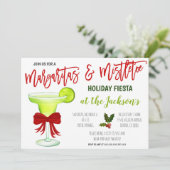 Margaritas en Mistletoe Holiday Uitnodiging (Staand voorkant)