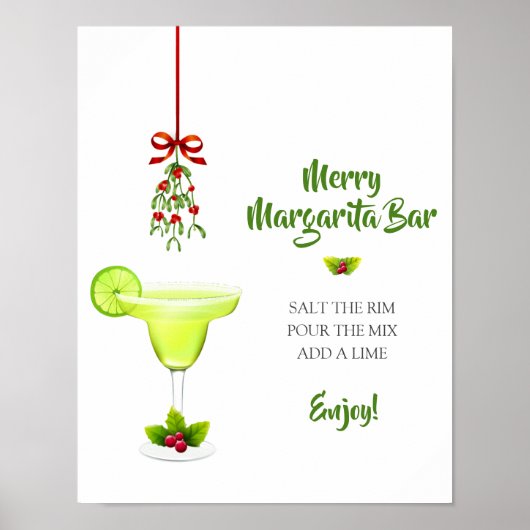 Margaritas en Mistletoe Kerst Welkomst Bar Poster (Voorkant)