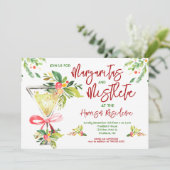 Margaritas en Mistletoe Kerstfeest uitnodigen Kaart (Staand voorkant)