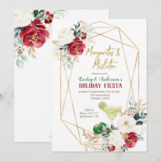 Margaritas en Mistletoe Kerstmis Fiesta Kaart (Voorkant / Achterkant)