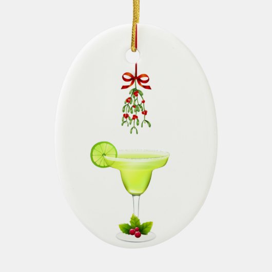 Margaritas en Mistletoe Kerstmis Keramisch Ornament (Voorkant)