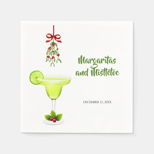 Margaritas en Mistletoe Kerstmis Servet (Voorkant)