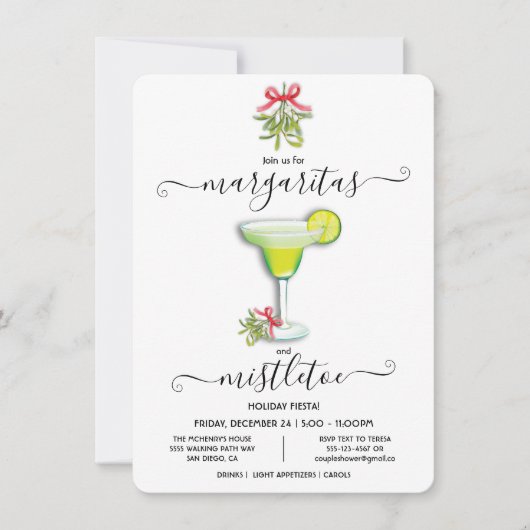 Margaritas en Mistletoe Kerstparty Fiesta Kaart (Voorkant)