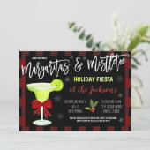 Margaritas en Mistletoe-kerstuitnodiging Kaart (Staand voorkant)