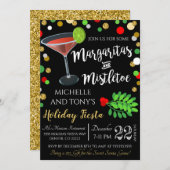 Margaritas en Mistletoe kerstuitnodiging Kaart (Voorkant / Achterkant)
