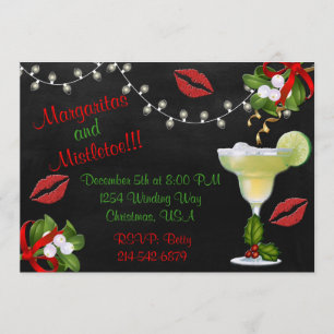 Margaritas en Mistletoe Lights Party Invite Kaart