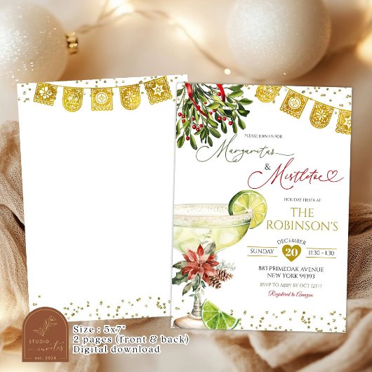 Margaritas en Mistletoe Mexicaanse vakantie Fiesta Kaart