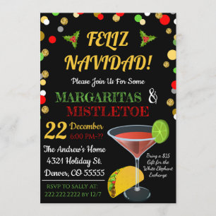 Margaritas en Mistletoe Party Invitation Kaart