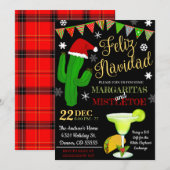 Margaritas en Mistletoe uitnodiging (Voorkant / Achterkant)