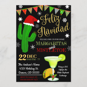 Margaritas en Mistletoe uitnodiging