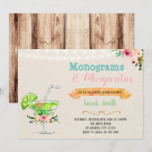 Margarita's en monogrammen feest uitnodiging (Voorkant / Achterkant)