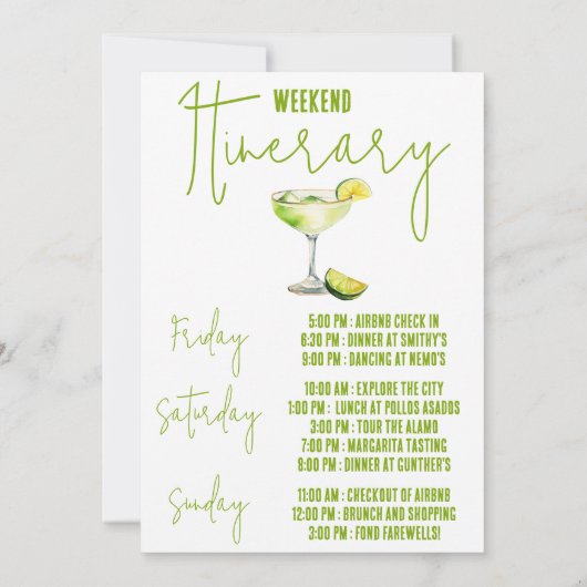 Margaritas & Huwelijk Bachelorette Weekend Party Kaart (Achterkant)