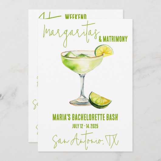 Margaritas & Huwelijk Bachelorette Weekend Party Kaart (Voorkant / Achterkant)