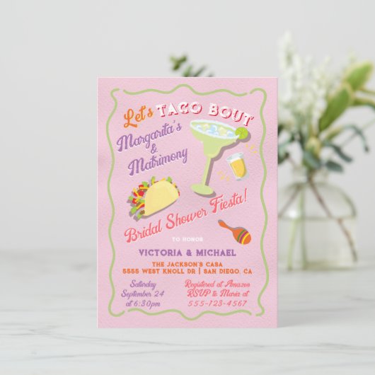 Margarita's Huwelijk Mexicaans Fiesta Vrijgezellen Kaart (Staand voorkant)