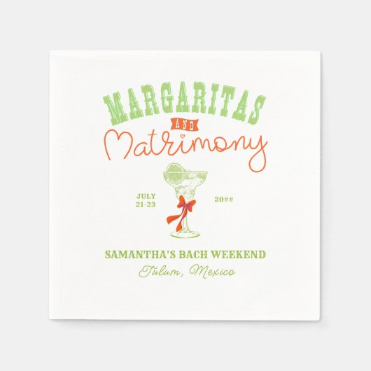 Margaritas & Huwelijk Tulum Bachelorette-feest Servet (Voorkant)