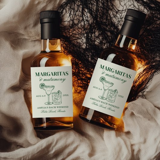Margaritas & Huwelijksvrijgezellenweekend Likeurfles Etiket