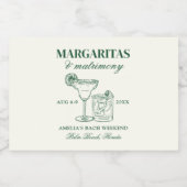 Margaritas & Huwelijksvrijgezellenweekend Likeurfles Etiket (Enkel label)