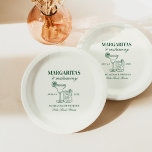 Margaritas & Huwelijksvrijgezellenweekend Papieren Bordje<br><div class="desc">Dit ontwerp is voorzien van trendy vette tekst met handgetekende cocktails en een groen margarita thema.</div>