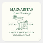 Margaritas & Huwelijksvrijgezellenweekend Vierkante Sticker (Voorkant)