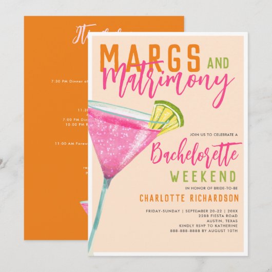 Margaritas Margs & Huwelijksvrijgezellenweekend Kaart (Voorkant / Achterkant)