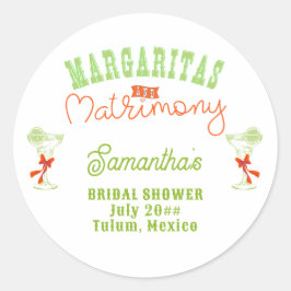 Margaritas & Matrimony Tulum Bruidsfeest Borrel Ronde Sticker