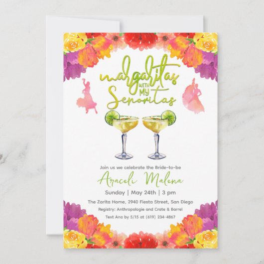 Margaritas met mijn Senorita Floral Kaart (Voorkant)
