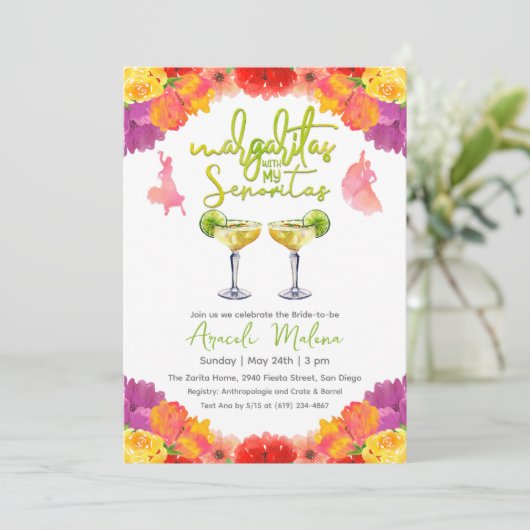 Margaritas met mijn Senorita Floral Kaart (Staand voorkant)