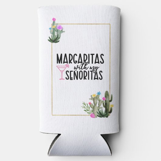 "Margarita's met mijn Señoritas" - Laatste Fiesta Seltzer Blikjeskoeler (Voorkant)