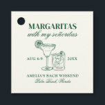 Margaritas met mijn Señoritas vrijgezellenweekend Bedankjes Labels<br><div class="desc">Dit ontwerp is voorzien van trendy vette tekst met handgetekende cocktails en een groen margarita thema.</div>