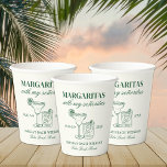 Margaritas met mijn Señoritas vrijgezellenweekend Papieren Bekers<br><div class="desc">Dit ontwerp is voorzien van trendy vette tekst met handgetekende cocktails en een groen margarita thema.</div>