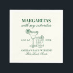 Margaritas met mijn Señoritas vrijgezellenweekend Servet<br><div class="desc">Dit ontwerp is voorzien van trendy vette tekst met handgetekende cocktails en een groen margarita thema.</div>