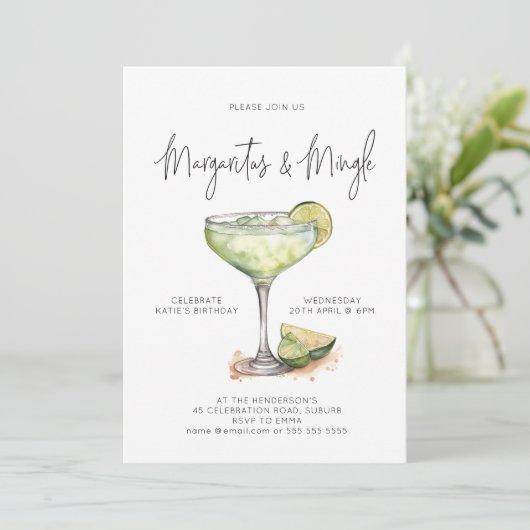 Margaritas & Mingle Cocktail Party Kaart (Staand voorkant)