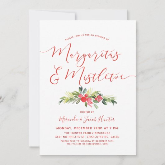 Margaritas & Mistletoe | Kerstfeest Kaart (Voorkant)