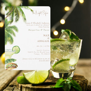Margarita's & Tacos De Nacht Voor Palmboom Kaart