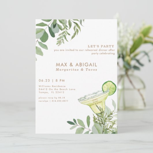 Margaritas & Tacos repetitie diner na feest I Kaart (Staand voorkant)